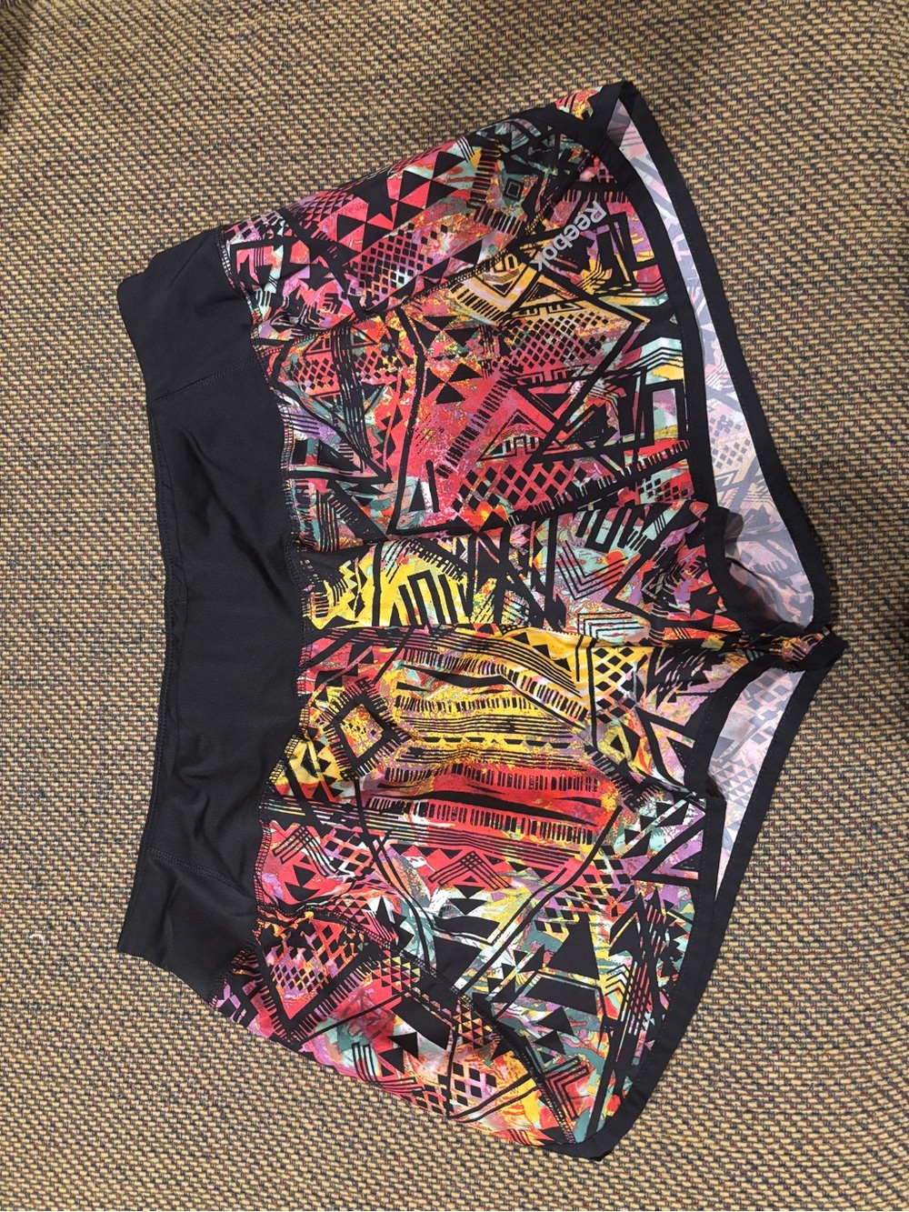 Reebok Black Multicolor Tribal Print Running Shorts